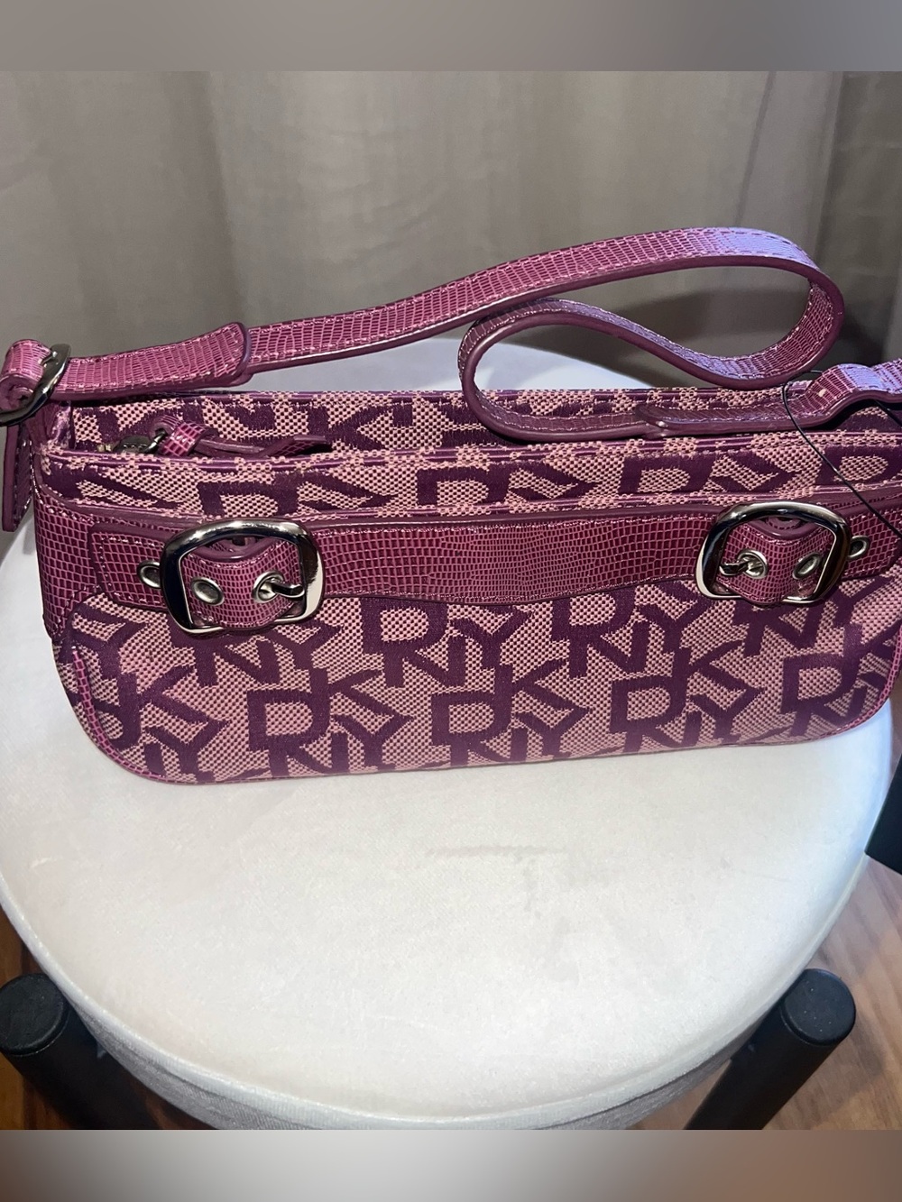 Vintage DKNY Y2K Monogram Buckle Shoulder Bag